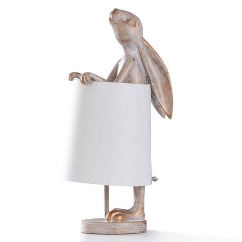 StyleCraft Malta White Washed Light Copper Rabbit Desk Lamp