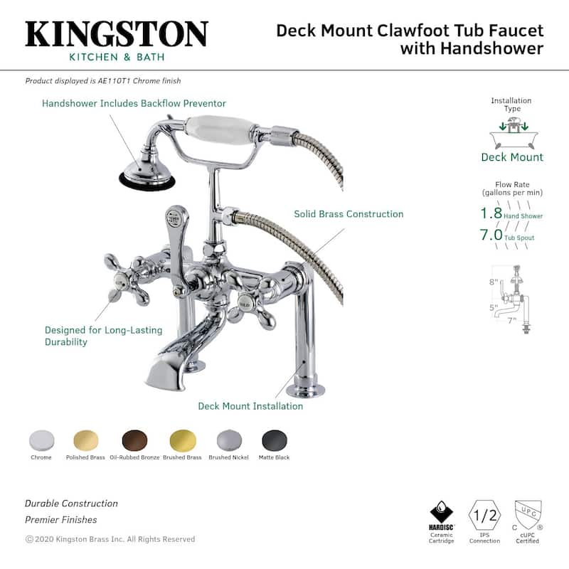 Kingston Brass Aqua Vintage Deck Mounted Clawfoot Tub Filler with