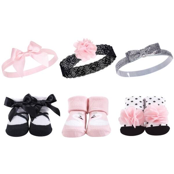 slide 1 of 1, Hudson Baby Infant Girl Headband and Socks Giftset 6pc, Swan, One Size - Swan 6-Pack Swan 6-Pack - One Size