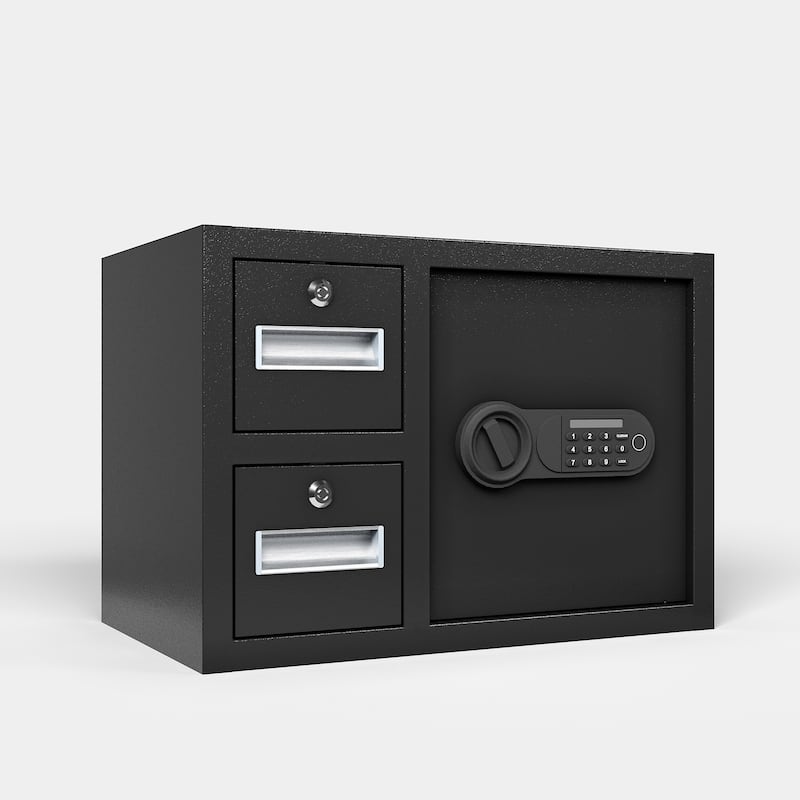 Steel Security Safe and Lock Box with Electronic Keypad - Secure Cash, Jewelry, ID Documents, Black,1.85 Cubic Feet