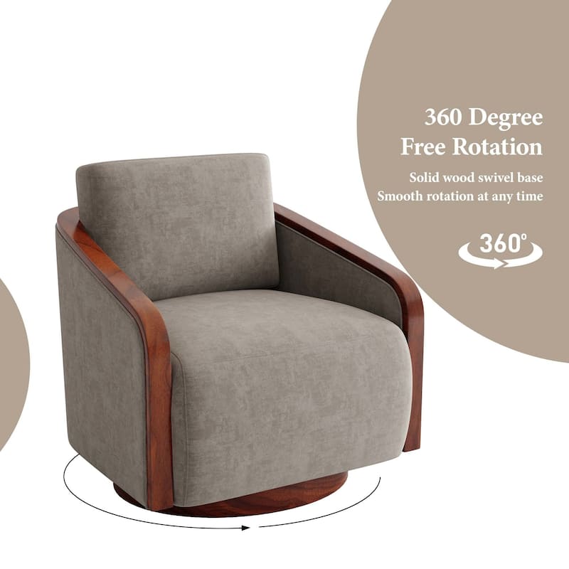 Chenille Modern 360°Swivel Barrel Chair Round Base