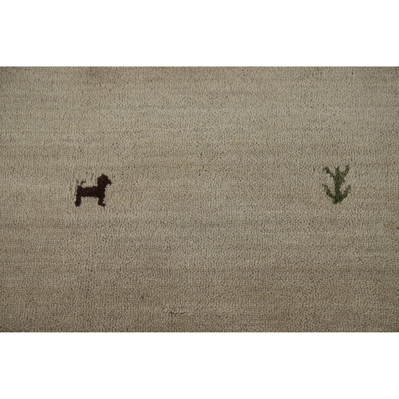 Gabbeh Indian Runner Rug Hand-Knotted Hallway Wool Carpet - 2'9" x 8'3"