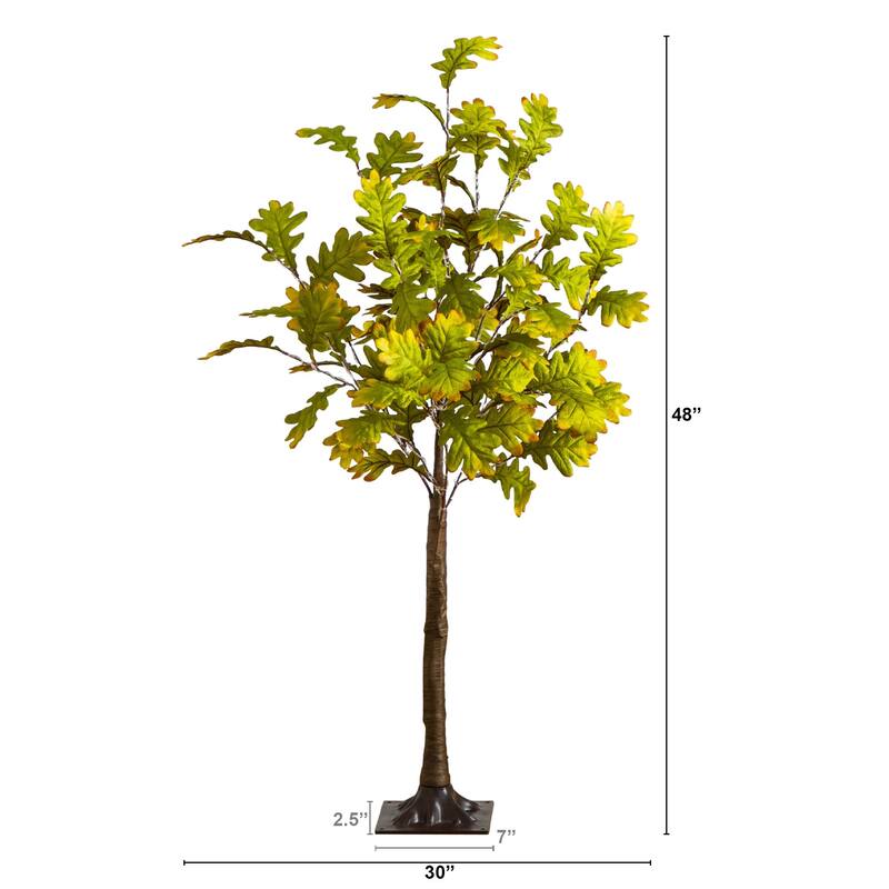 Pre-Lit Fall Harvest Oak Artificial Tree - 4' - Warm White LED Lights