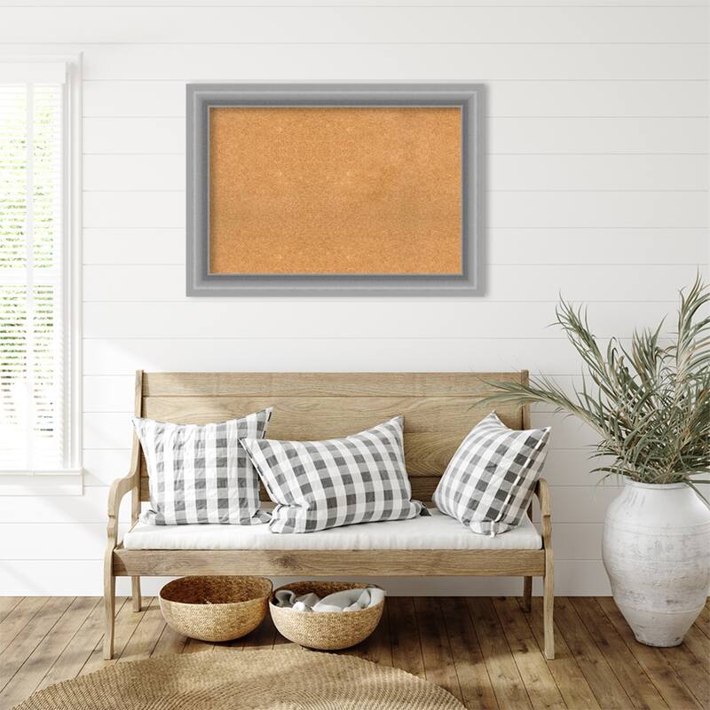 Peak Polished Nickel Framed Natural Corkboard Bulletin Board