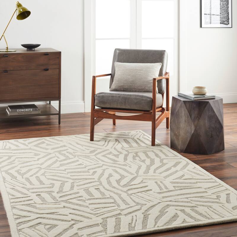 Eeldi Handmade Modern Wool Rug - 5' x 7'6" - Beige/Brown