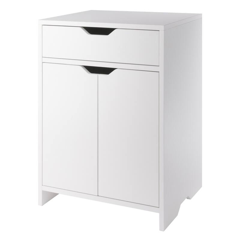 Two Shelf Storage Cabinet with Drawer - 26.25" - White