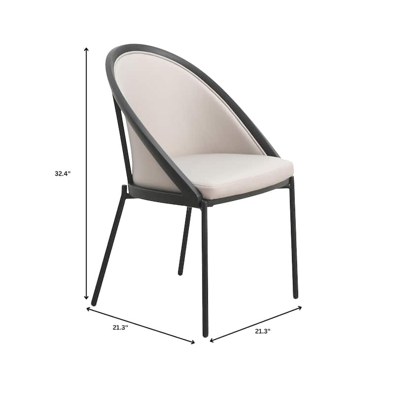 Vinyl Dining Chair with Curved Back and Stainless Steel Legs Set of 4