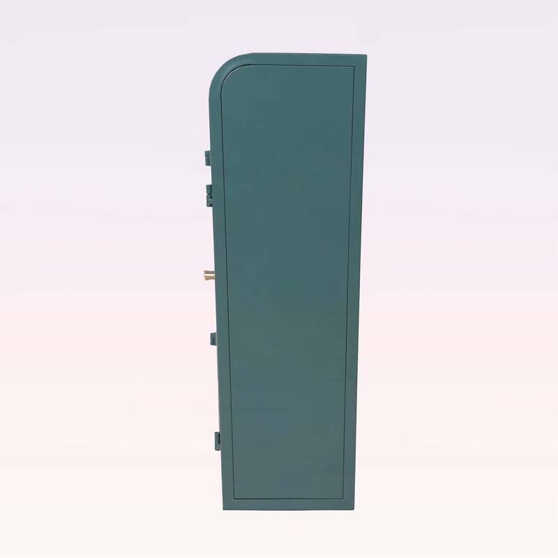 2-Door Wall-Mounted Metal Storage Cabinet with Tempered Glass Doors & Shelves for Bathroom,Kitchen,Living Room & Office