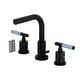 preview thumbnail 31 of 34, Kingston Brass Synchronous Two-Handle 3-Hole Deck Mount Widespread Bathroom Faucet with Brass Pop-Up Drain Matte Black