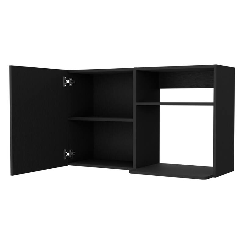 Oklahoma 2 Wall Cabinet, 2 Door Stackable Wall Mounted Storage Cabinet with 2 Side Shelf - Black