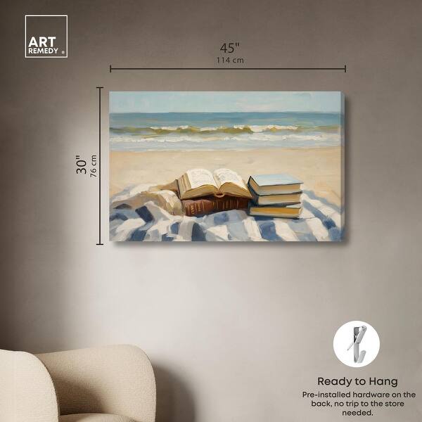 dimension image slide 2 of 6, Beach Reading Canvas by Art Remedy, Gallery Wrapped