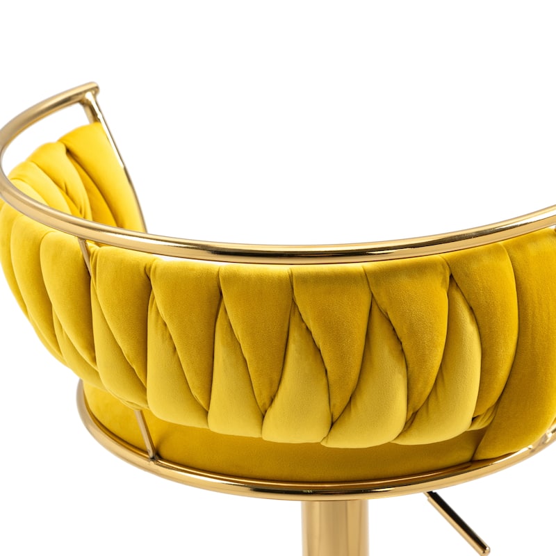 4 Set Modern Velvet Adjustable Swivel Bar Stools with Metal Frame