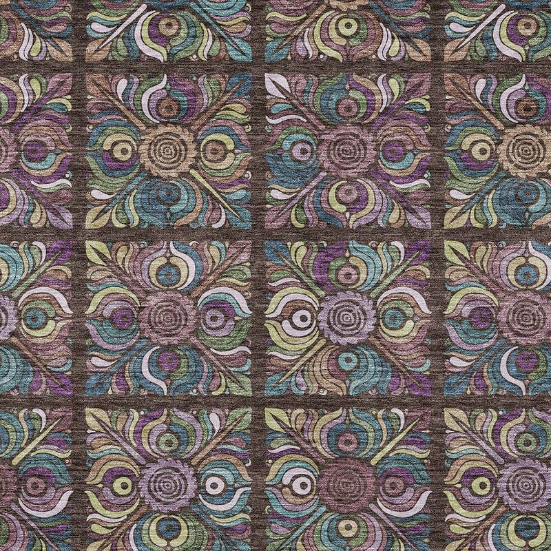 HomeRoots Medallion Transitional Rectangle Outdoor Rug