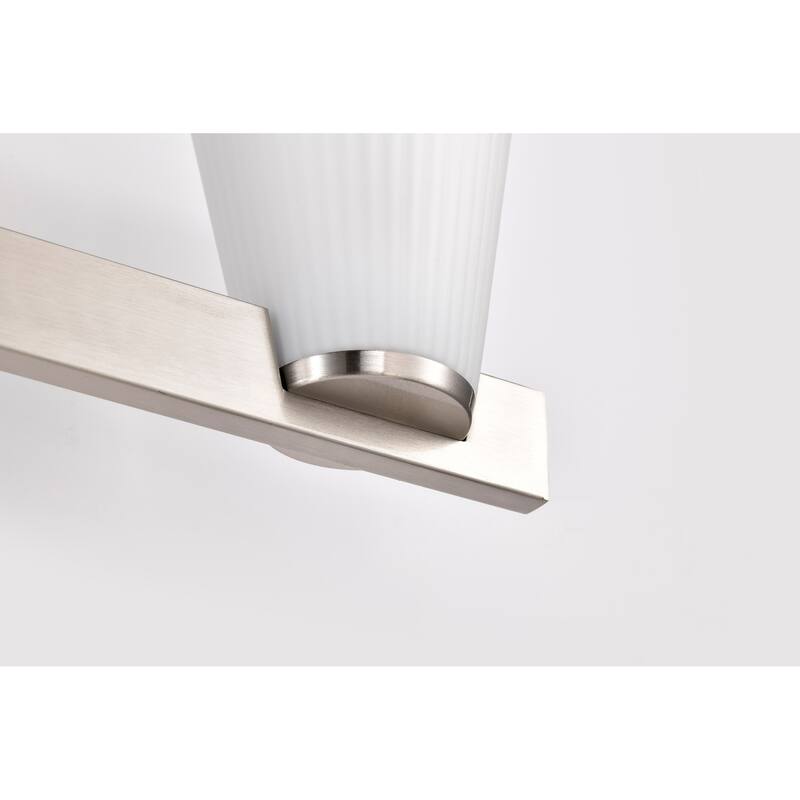Royale 4 Light Vanity Brushed Nickel Finish Ribbed White Glass - Brushed Nickel