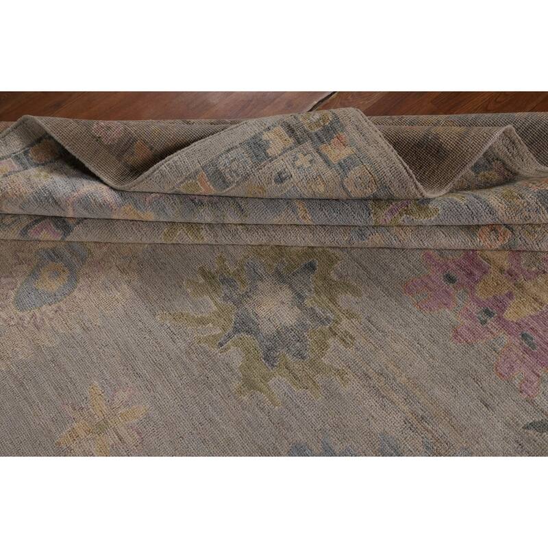Oushak Turkish Large Area Rug Floral Hand-Knotted Wool Carpet - 10'1"x 14'0"
