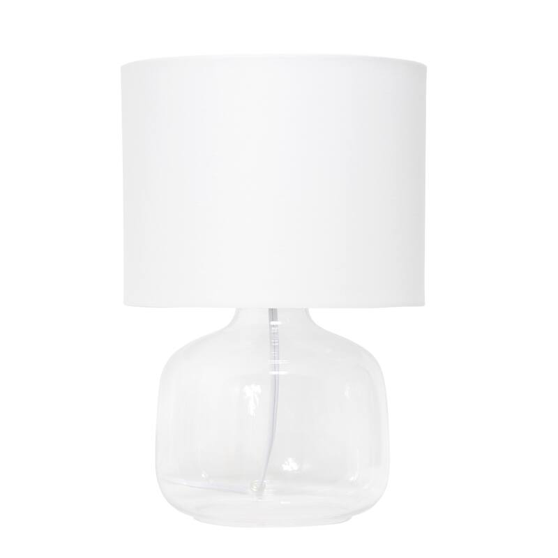 Round Glass Table Lamp with Drum Shade - 13.75" - Clear and White