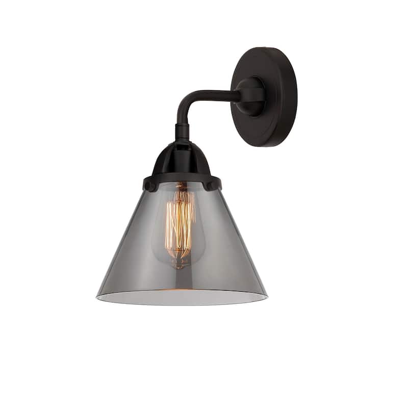 Innovations Lighting 288-1W-10-8 Cone Sconce Cone 10" Tall Wall Sconce - Matte Black / Plated Smoke