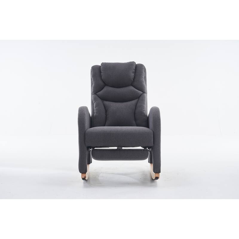 Fabric Upholstered Nursery Rocking Chair with Adjustable Footrest