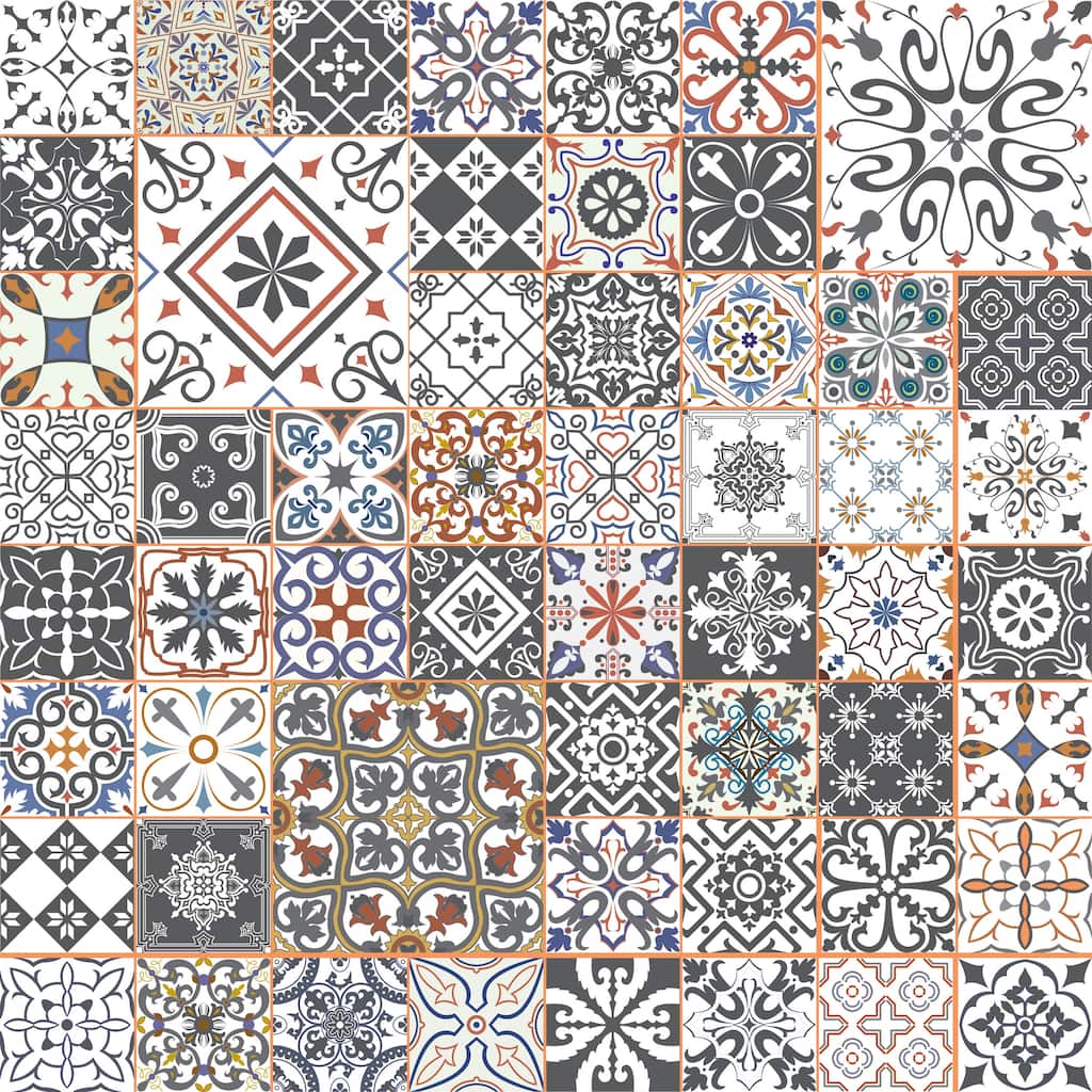 Moroccan Tile Remoavble Wallpaper - 10'ft H x 24''inch W