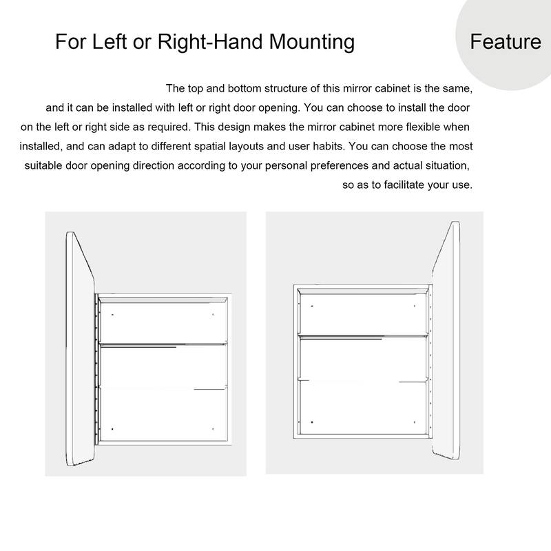 Rectangular Framed Surface/Recessed Mount Mirrored Medicine Cabinet with Shelves
