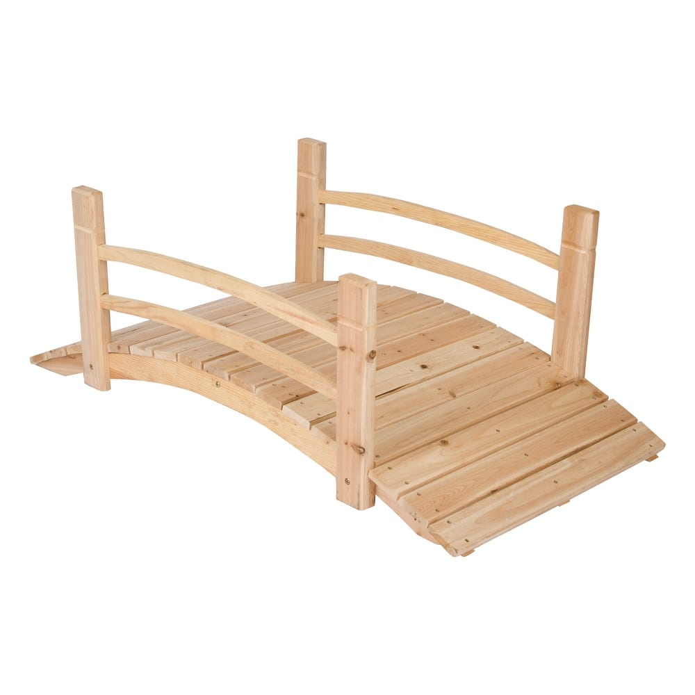 Serene Natural Wood Cedar Decorative Garden Bridge