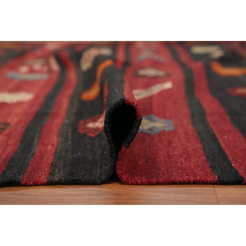Hand Woven Oriental 100% Wool Carpet Southwestern Tribal Red Kilim Area Rug - 9' 9'' X 6' 3''
