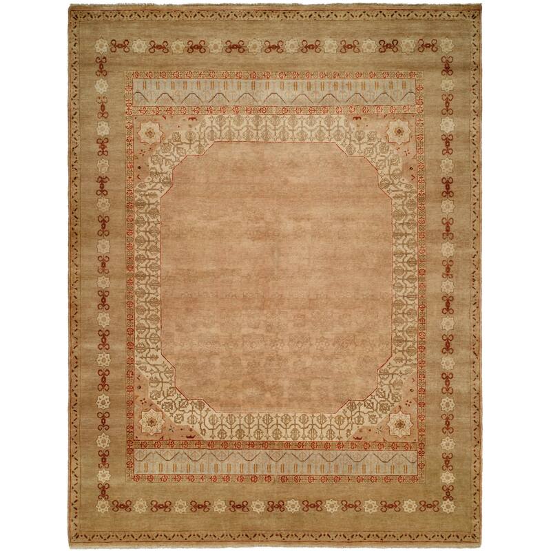 Traditional White Hand-Knotted Wool Area Rug - 4' x 6' - White