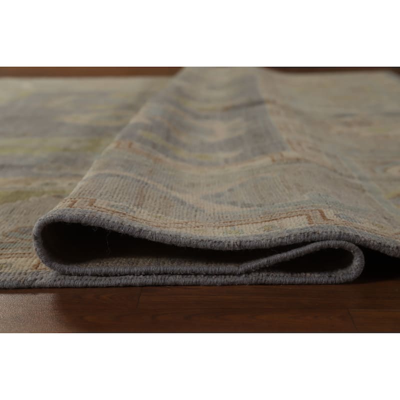 Hand Knotted Oriental 100% Wool Carpet Transitional All-Over Greys & Charcoal Oushak Area Rug - 9' 11'' X 8' 1''
