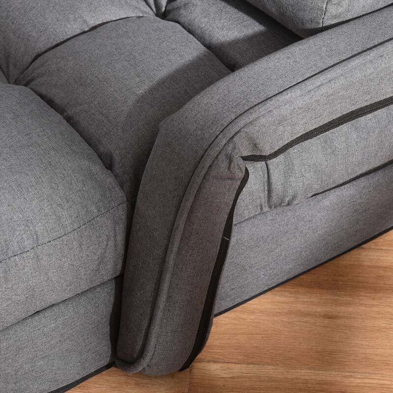 Convertible Floor Sofa Bed, Recliner Armchair Upholstered Sleeper Chair with Pillow for Living Room Bedroom Lounge, Grey