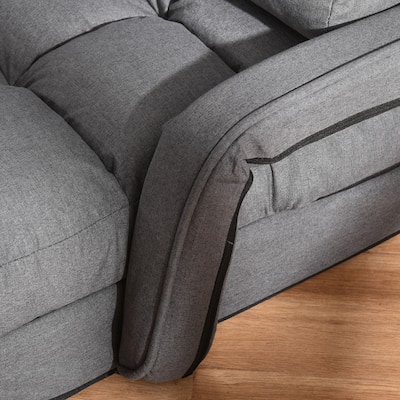 Convertible Floor Sofa Bed, Recliner Armchair Upholstered Sleeper Chair with Pillow for Living Room Bedroom Lounge, Grey