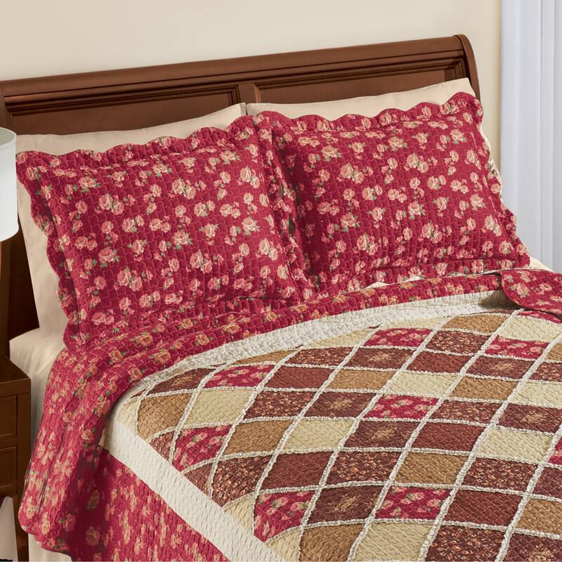 Marlowe Trellis Design Floral Border Pillow Sham - Red - 10.250 x 8.600 x 0.780