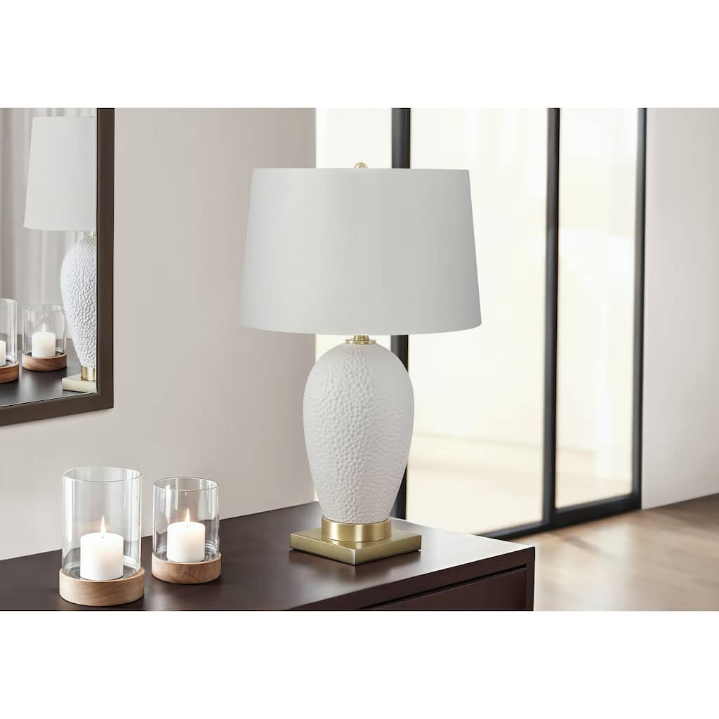 Lighting, 26"h, Table Lamp, White Ceramic, Ivory / Cream Shade, Transitional