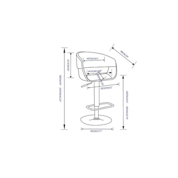 dimension image slide 1 of 2, WYNDENHALL Calinda Mid Century Modern 33 inch Adjustable Swivel Bar Stool