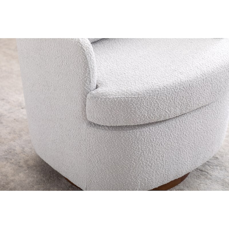 30.3" Swivel Accent Chair with Wood Base