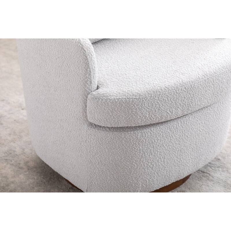Light Gray 30.3" Swivel Accent Chair with Wood Base