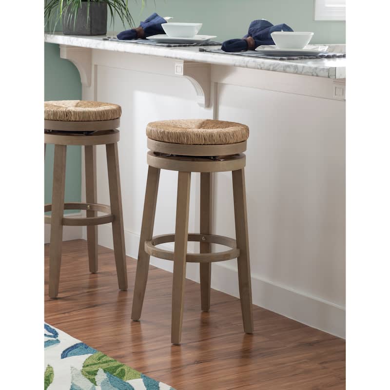 Maya Backless 31-Inch 360-Degree Swivel Bar Stool with Seagrass Seat - Natural