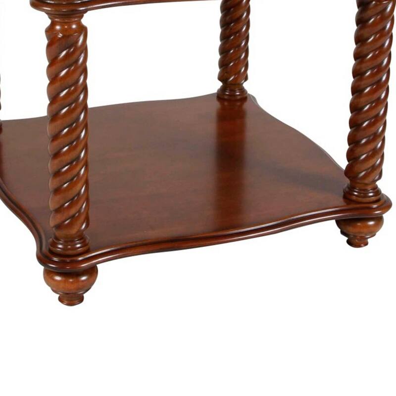 26 in. Brown Square Faux Marble End Table, Sturdy Build End Side Table for Living Rooms