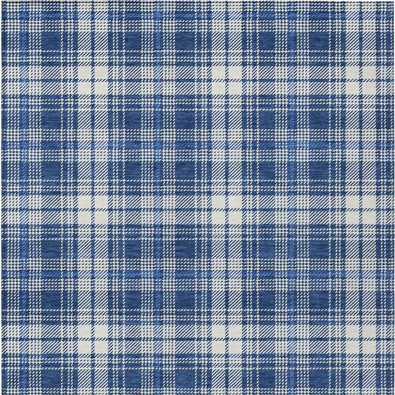 HomeRoots Plaid Transitional Rectangle Outdoor Rug