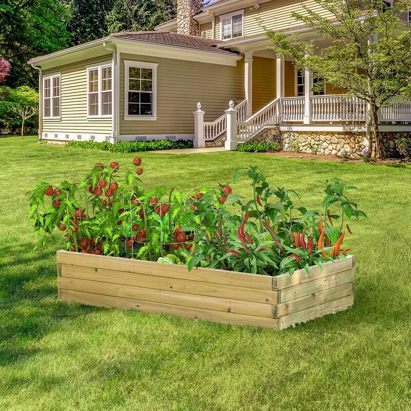 Wood 3.8ft x 2ft Raised Garden Bed - 9.1" H x 46" W x 24" D