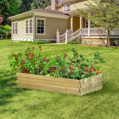 Wood 3.8ft x 2ft Raised Garden Bed - 9.1" H x 46" W x 24" D