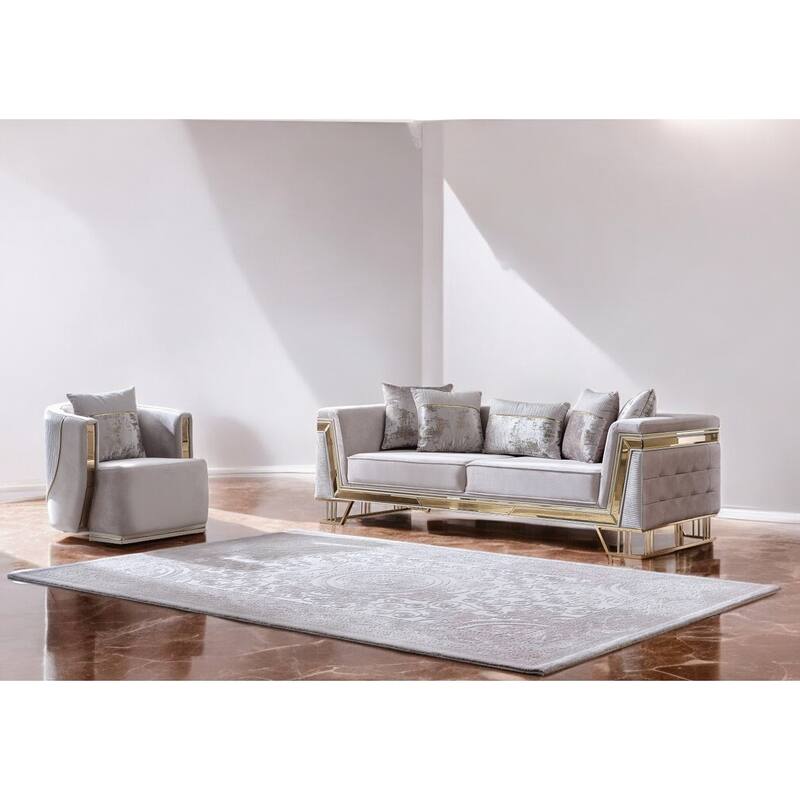 Vivento 2 Pieces Living Room Sets 1 Sofa 1 Chair - Cream