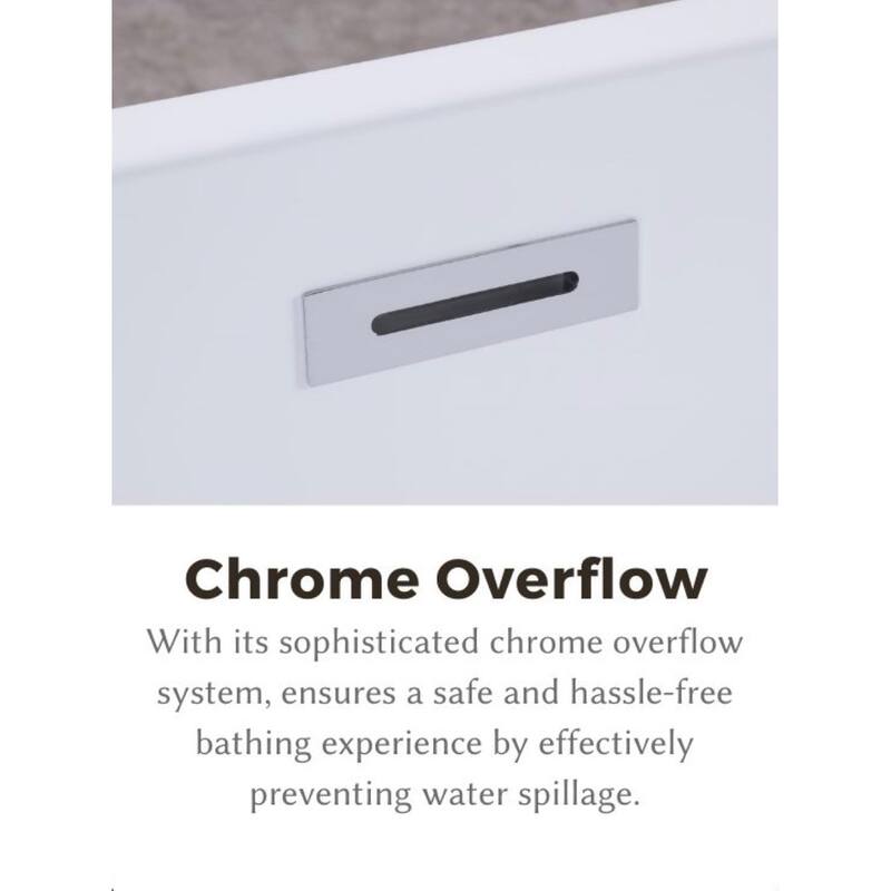 67" In. Acrylic Freestanding FlatBottom Design Soaking Tubs with Chrome Overflow and Pop Up Drain In Black
