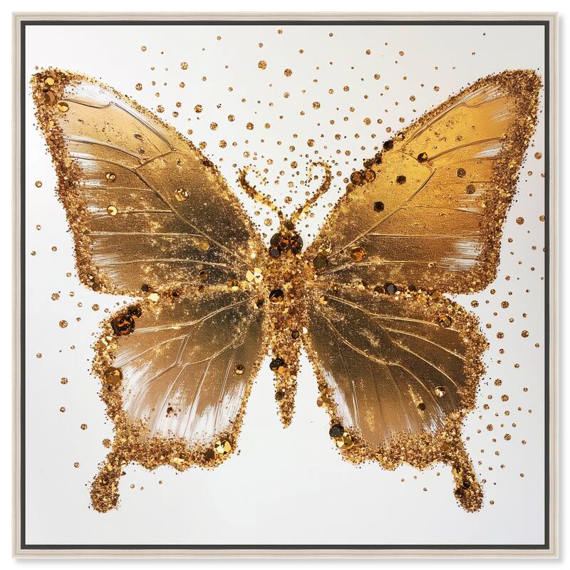 Lemon Glow Wings Canvas by Art Remedy - Silver - 16" x 16"