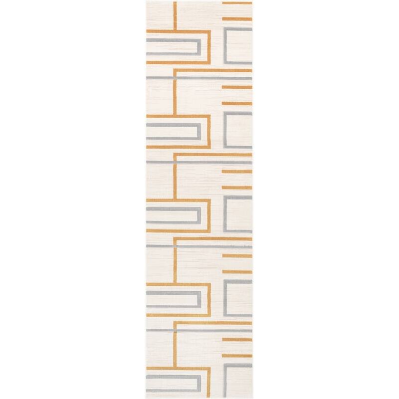 Well Woven Good Vibes Fiona Modern Geometric Area Rug - 2' 7" x 9' 10" - Gold