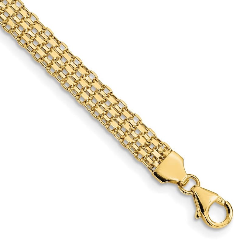 Curata 14k Yellow Gold Italian 7.5" 6.2mm Wide Bismark Link Bracelet