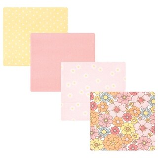 Hudson Baby Infant Girl Cotton Rich Flannel Receiving Blankets, Peace Love Flowers, One Size - Peace Love Flowers - One Size