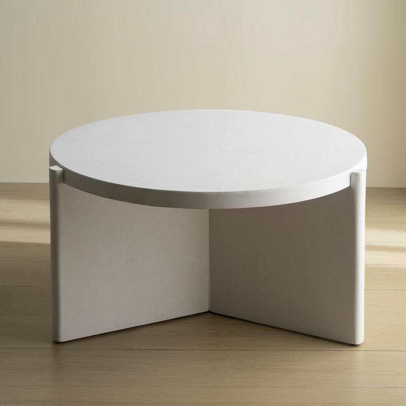 Modern Round Coffee Table with Textured Finish Center Table