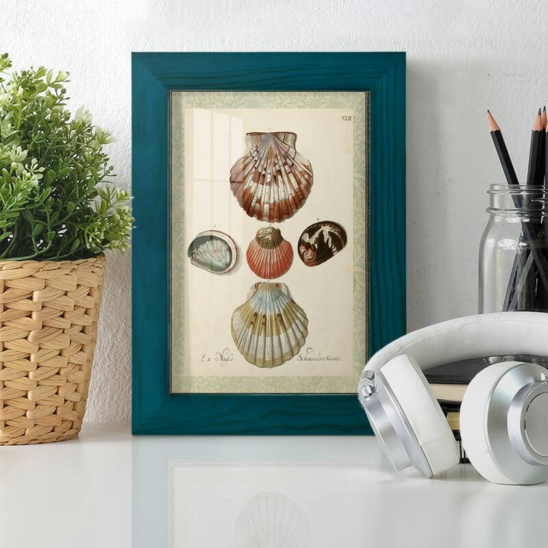 Bookplate Shells III -Framed Print w/glass-Cherry Red