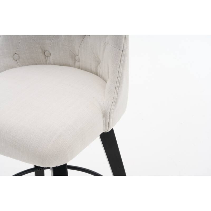 25" Swivel Bar Stools Set Of 2-Modern Counter Height Stools With Linen Upholstery&Button Tufted Back