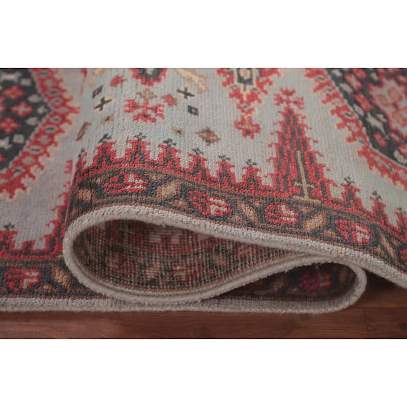 Kazak Oriental Runner Rug Handmade Geometric Wool Carpet - 2'7"x 9'11"
